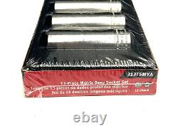 Snap On Tools NEW 313TSMYA 13 Piece 1/2 Drive METRIC Deep 6 Point Socket Set USA