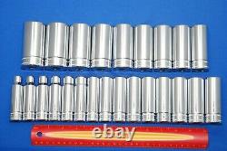 Snap-On Tools NOS 24 Piece 1/2 Drive 12-Point Metric Deep Socket Set and Case