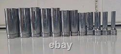 Snap-On Tools SFS Series 12pc Sae Deep Socket Set 3/8 Drive 6 Point 1/4-15/16