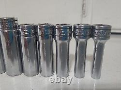 Snap-On Tools SFS Series 12pc Sae Deep Socket Set 3/8 Drive 6 Point 1/4-15/16