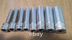 Snap-On Tools STMM4-5-6-7-9-11-12-14- 1/4 inch drive 6 point deep sockets USA