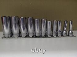 Snap On Tools Sockets Set 11 Piece 3/8 Drive 6-Point 1/4 7/8 SAE