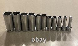 Snap-On Tools USA 211SFSY 11pc SAE Deep Chrome Snapon 3/8 Drive 6 Point