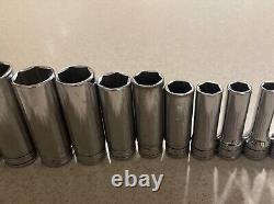 Snap-On Tools USA 211SFSY 11pc SAE Deep Chrome Snapon 3/8 Drive 6 Point