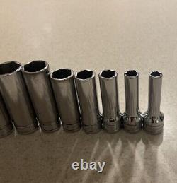 Snap-On Tools USA 211SFSY 11pc SAE Deep Chrome Snapon 3/8 Drive 6 Point