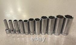 Snap-On Tools USA 211SFSY 11pc SAE Deep Chrome Snapon 3/8 Drive 6 Point