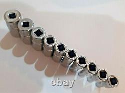 Snap-On USA 10 pc SAE Semi-Deep Chrome Socket Set 1/4 Drive 110TMSY Six Point