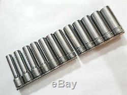 Snap-On USA 12 pc Metric Deep Chrome Socket Set 1/2 Drive 10 to 24mm 6 point