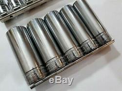 Snap-On USA 12 pc Metric Deep Chrome Socket Set 1/2 Drive 10 to 24mm 6 point