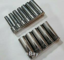 Snap-On USA 12 pc Metric Deep Chrome Socket Set 1/2 Drive 10 to 24mm 6 point