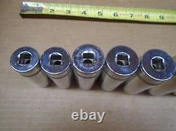 Snap-On USA 7-Piece 3/8 Drive 6-Point Deep Socket Set 20-26- MM Nice