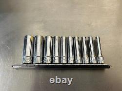 Snap On tools 1/4 drive socket set SAE deep standard chrome 6 point 110STMY