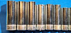 Snap-On tools 11pc Metric 3/8 drive DEEP 6 point socket set 19mm 9mm 212SFSMY