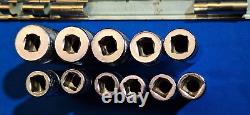 Snap-On tools 11pc Metric 3/8 drive DEEP 6 point socket set 19mm 9mm 212SFSMY