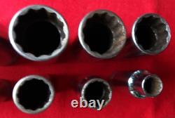 Snap-on 1/2 Drive 10-Piece Mixed Lot SAE 12-Point Deep Sockets S Series