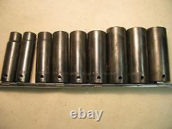 Snap-on 1/2 Drive 9 Piece 6 Point Deep Impact Socket Set SAE USA 1/2 1