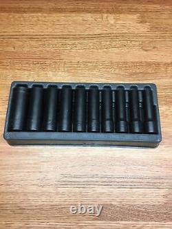 Snap-on 1/2 drive 10 thru 19 mm 6-point Deep Impact Socket Set 310SIMMYA