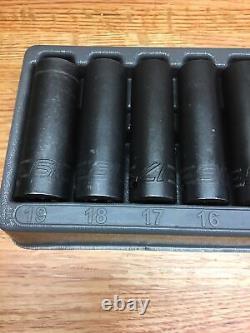 Snap-on 1/2 drive 10 thru 19 mm 6-point Deep Impact Socket Set 310SIMMYA