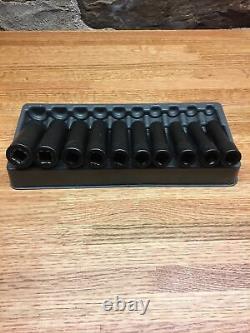 Snap-on 1/2 drive 10 thru 19 mm 6-point Deep Impact Socket Set 310SIMMYA