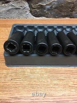 Snap-on 1/2 drive 10 thru 19 mm 6-point Deep Impact Socket Set 310SIMMYA