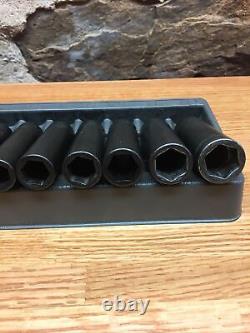 Snap-on 1/2 drive 10 thru 19 mm 6-point Deep Impact Socket Set 310SIMMYA