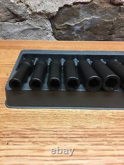 Snap-on 1/2 drive 10 thru 19 mm 6-point Deep Impact Socket Set 310SIMMYA