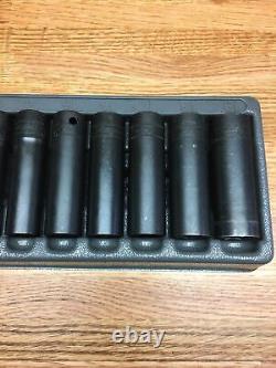 Snap-on 1/2 drive 10 thru 19 mm 6-point Deep Impact Socket Set 310SIMMYA