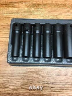 Snap-on 1/2 drive 10 thru 19 mm 6-point Deep Impact Socket Set 310SIMMYA