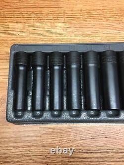 Snap-on 1/2 drive 10 thru 19 mm 6-point Deep Impact Socket Set 310SIMMYA