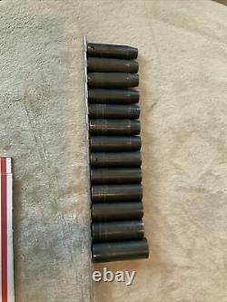 Snap on 1/2 drive deep socket set. 6 point. 10-22mm. Some Surface Rust