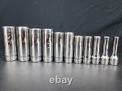 Snap on 1/4 7/8 3/8 Drive 11 Piece 6 Point Deep Socket Set