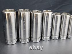 Snap on 1/4 7/8 3/8 Drive 11 Piece 6 Point Deep Socket Set