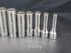 Snap on 1/4 7/8 3/8 Drive 11 Piece 6 Point Deep Socket Set