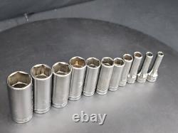 Snap on 1/4 7/8 3/8 Drive 11 Piece 6 Point Deep Socket Set