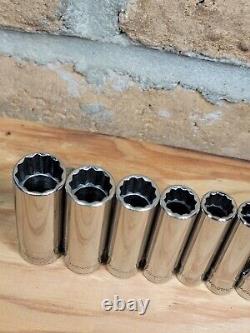 Snap-on 1/4 Drive Deep SAE 10-Piece Socket Set 3/16-9/16 12-Point 110STMDY