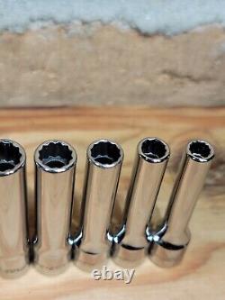 Snap-on 1/4 Drive Deep SAE 10-Piece Socket Set 3/16-9/16 12-Point 110STMDY