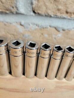 Snap-on 1/4 Drive Deep SAE 10-Piece Socket Set 3/16-9/16 12-Point 110STMDY