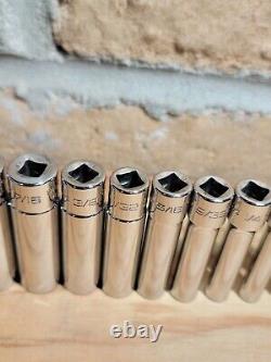 Snap-on 1/4 Drive Deep SAE 10-Piece Socket Set 3/16-9/16 12-Point 110STMDY