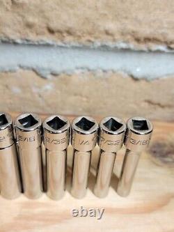 Snap-on 1/4 Drive Deep SAE 10-Piece Socket Set 3/16-9/16 12-Point 110STMDY