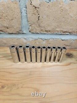 Snap-on 1/4 Drive Deep SAE 10-Piece Socket Set 3/16-9/16 12-Point 110STMDY