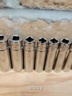 Snap-on 1/4 Drive Deep SAE 10-Piece Socket Set 3/16-9/16 12-Point 110STMDY