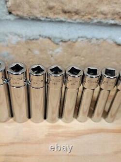 Snap-on 1/4 Drive Deep SAE 10-Piece Socket Set 3/16-9/16 12-Point 110STMDY