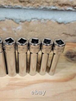 Snap-on 1/4 Drive Deep SAE 10-Piece Socket Set 3/16-9/16 12-Point 110STMDY