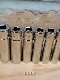 Snap-on 1/4 Drive Deep SAE 10-Piece Socket Set 3/16-9/16 12-Point 110STMDY