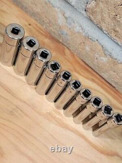 Snap-on 1/4 Drive Deep SAE 10-Piece Socket Set 3/16-9/16 12-Point 110STMDY