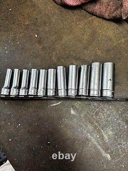 Snap on 11 Pc 3/8 Drive Deep 12 Point Socket Set 8mm To 18mm