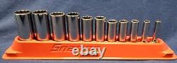 Snap-on 11 Piece 3/8 Drive 12-Point Deep Socket Set 1/4-7/8 With Stand