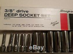 Snap on 11 pc 3/8 Drive 6-Point SAE Flank Drive Deep Socket Set