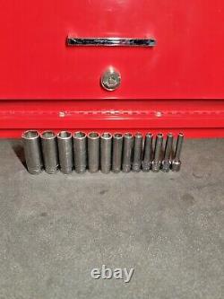 Snap-on 112STMMY 5-15mm + 4mm 13 Piece 1/4 Drive 6-Point Deep Socket Set USA