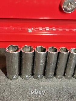 Snap-on 112STMMY 5-15mm + 4mm 13 Piece 1/4 Drive 6-Point Deep Socket Set USA